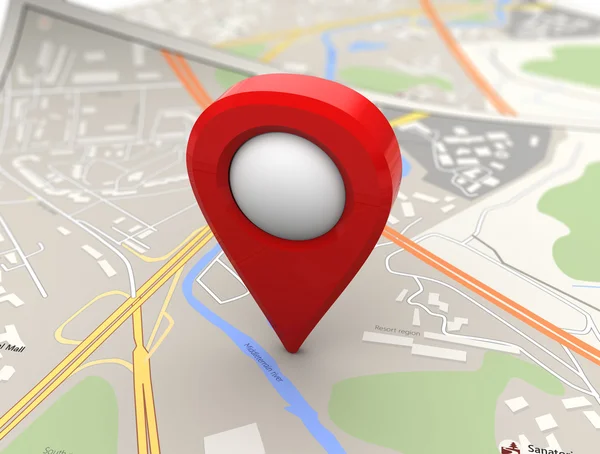Harita arka plan üzerinde kırmızı PIN — Stok fotoğraf