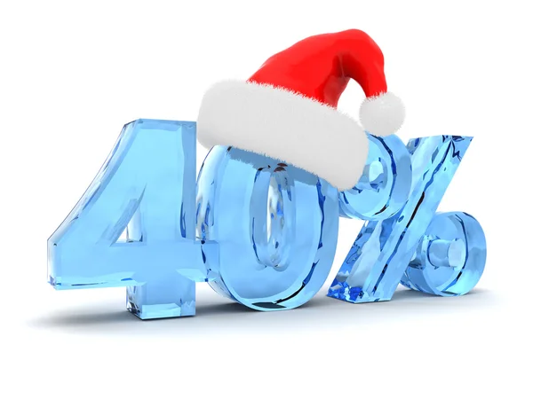 40 percent discount and christmas hat — Stock Photo, Image