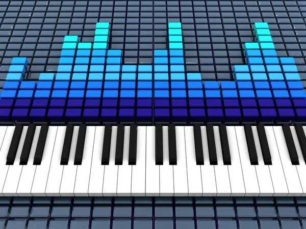 Piano keys and audio spectrum — Stock Photo, Image