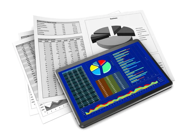 Üzleti dokumentumok és tabletta számítógép — Stock Fotó