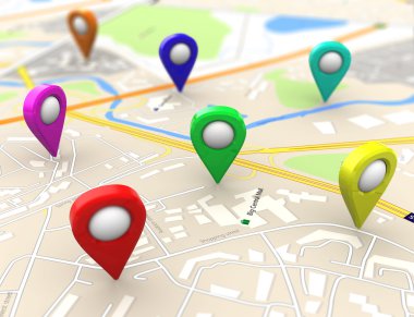 city maps with colorful targets clipart