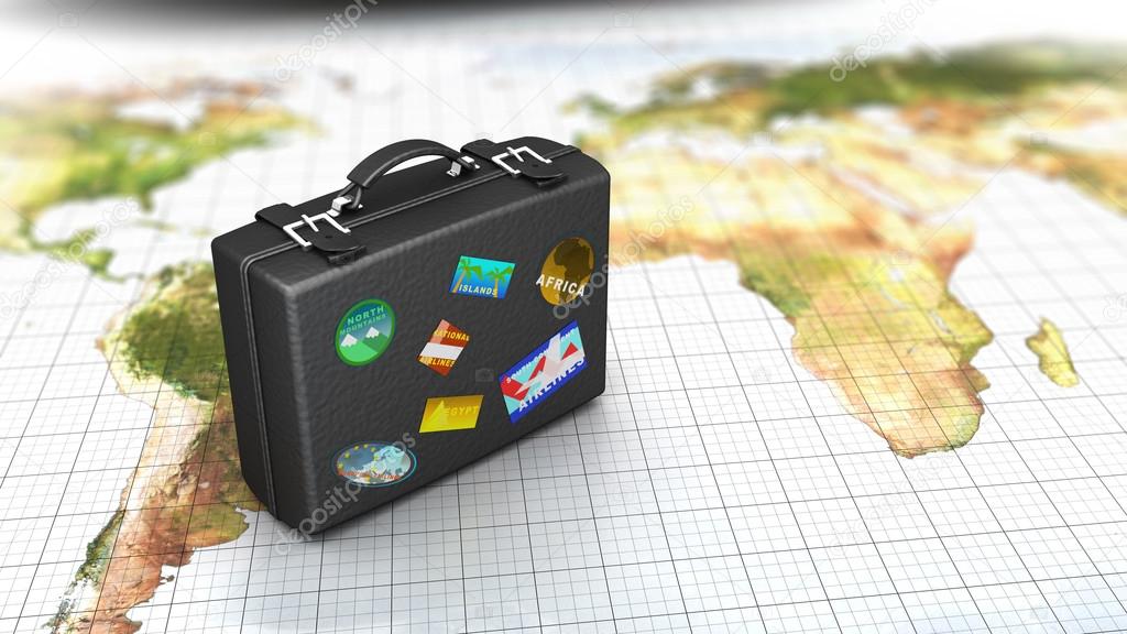 luggage on map, travel concept