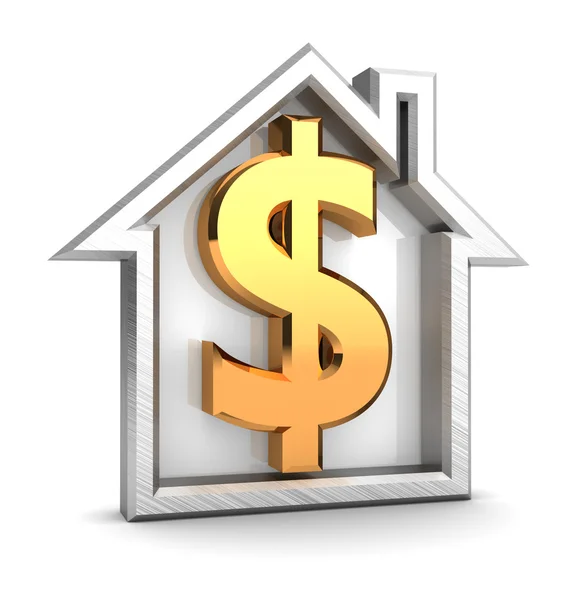 House symbol with golden dollar sign — Stock Photo, Image