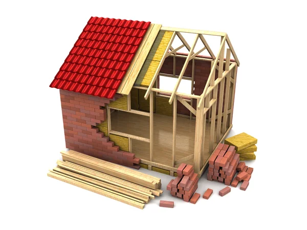 การก่อสร้างบ้านกรอบ — ภาพถ่ายสต็อก