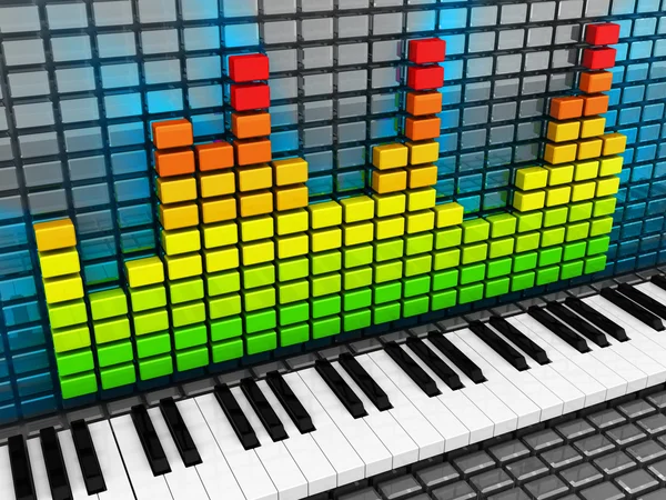 Piano toetsen en muziek spectrum — Stockfoto