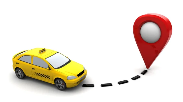 Taxi car and target point marker — Stock Photo, Image