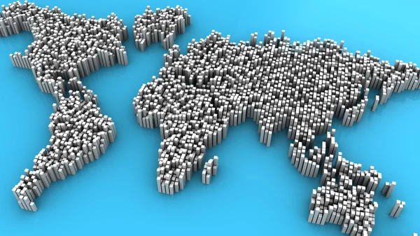 Pixelated världskarta — Stockfoto