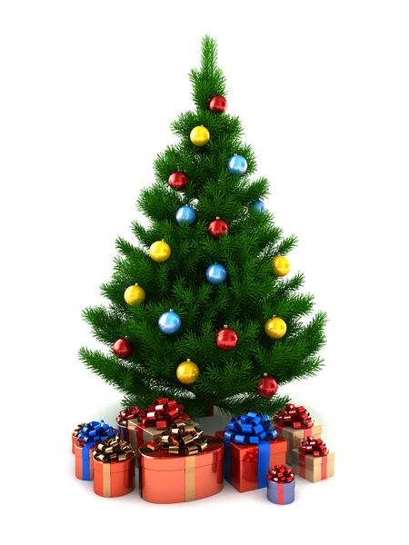 Christmas tree and gifts — Stock Photo, Image