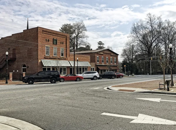 Main intersection of a small town, March 2016. — Stock Photo, Image