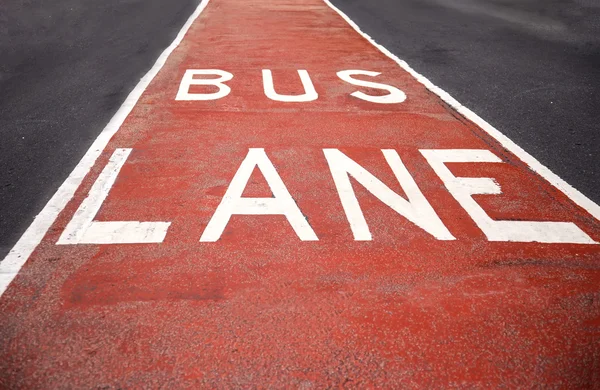 Closeup of the bus lane sign — Stock Photo, Image