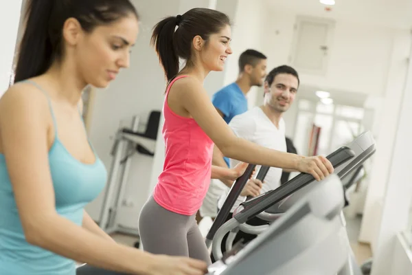 Jóvenes entrenando en el gimnasio — Foto de Stock