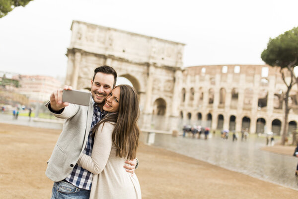 Loving couple in Rome