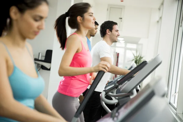 Jóvenes entrenando en el gimnasio — Foto de Stock