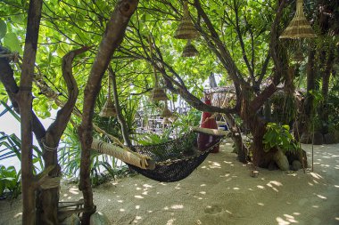 Hamak görünümünü sahilde