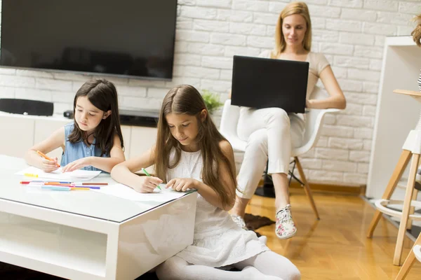 Girls doing homework — Stock Photo, Image