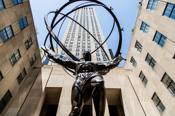 Nueva York Abril 2016 Escultura Del Atlas Nueva York Escultura — Foto de Stock