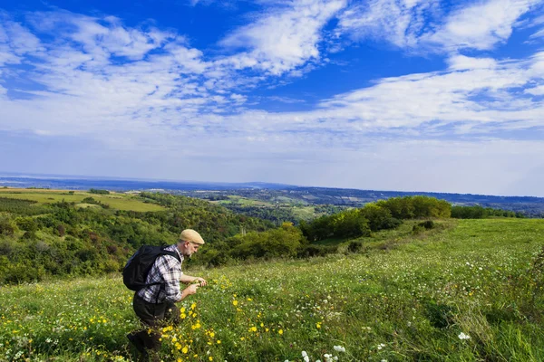 Uomo anziano sul campo — Foto Stock