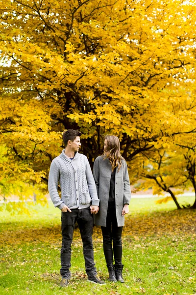 Couple dans le parc d'automne — Photo