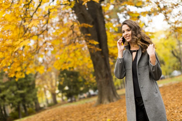 Giovane donna nel parco autunnale — Foto Stock