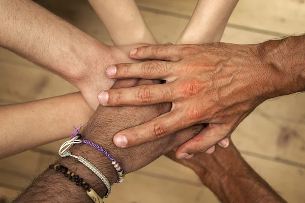 Group of hands holding together — Stock Photo, Image