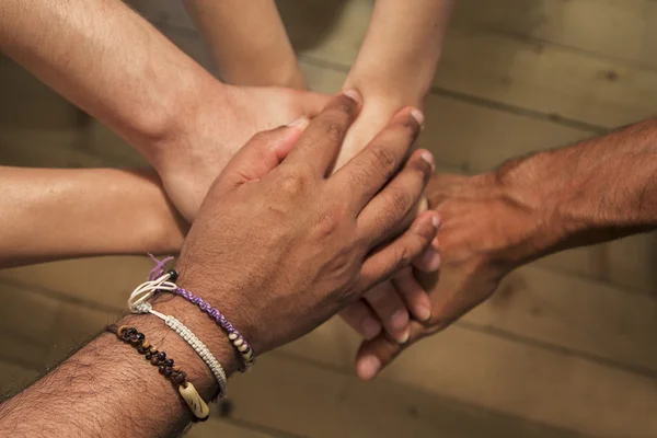 Group of hands holding together — Stock Photo, Image