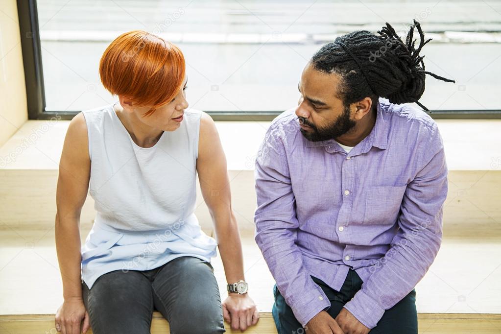 Multiracial friends talking