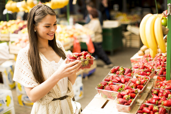 Young woman on market