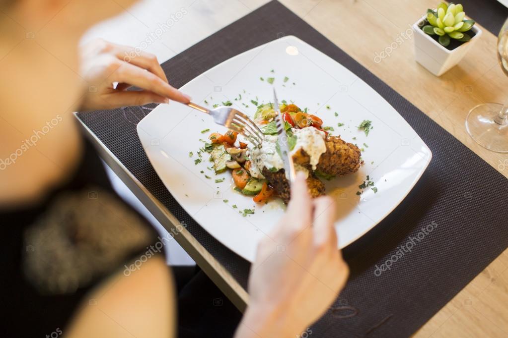 Young woman in restaurant