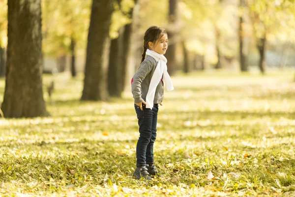 Kleines Mädchen im Herbstpark — Stockfoto