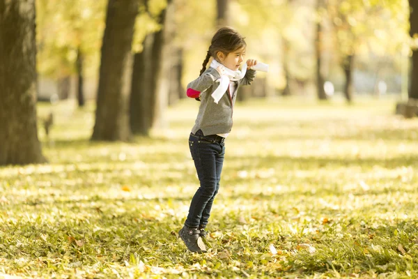 Menina no parque de outono — Fotografia de Stock