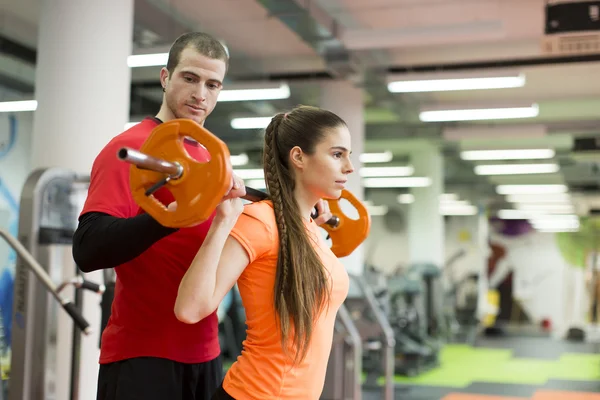 Photo of fit brunette in gym — Stock Photo, Image