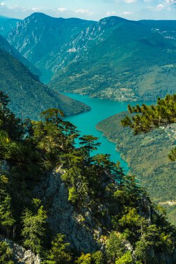 View at Perucac lake and river Drina from Tara mountain in Serbia clipart