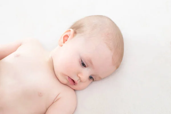 Cute Adorable Baby Girl Lying Bed — Stock Photo, Image
