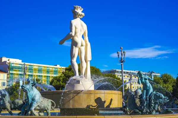 Detalj Apollo Statyn Vid Solens Källa Place Massena Nice Frankrike — Stockfoto