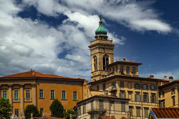 Zicht Skyline Van Bergamo Citta Alta Italië — Stockfoto