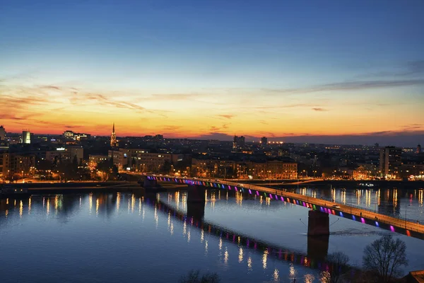 Vista Ponte Arco Íris Novi Sad Sérvia Noite — Fotografia de Stock