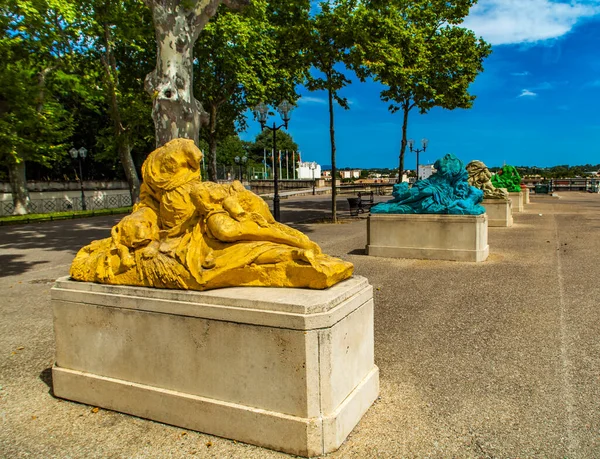 Montpellier France Juillet 2015 Statues Allégoriques Centre Culturel Corum Montpellier — Photo