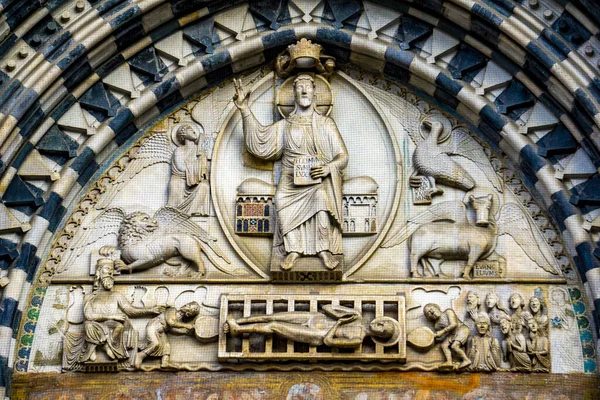 Dettaglio Dal Duomo Genova Italia Duomo Genova Una Cattedrale Cattolica — Foto Stock