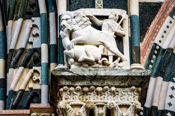 Dettaglio Dal Duomo Genova Italia Duomo Genova Una Cattedrale Cattolica — Foto Stock