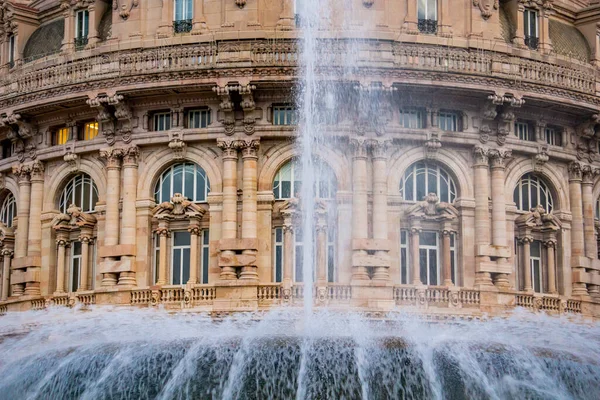 Detalle Fuente Piazza Ferrari Génova Italia Piazza Ferrari Plaza Principal — Foto de Stock