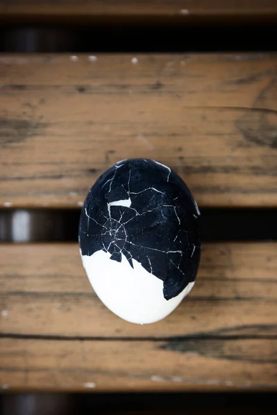 Czarne Jajko Owakudani Japonii Jajka Twardo Gotowane Gorących Źródłach — Zdjęcie stockowe