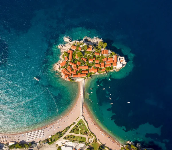 Karadağ Daki Sveti Stefan Adasında Hava Manzarası — Stok fotoğraf