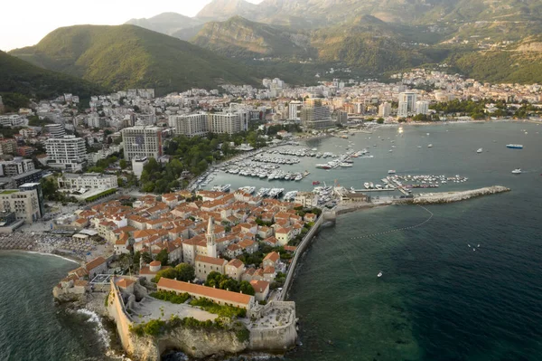 Letecký Pohled Město Budva Černé Hoře — Stock fotografie