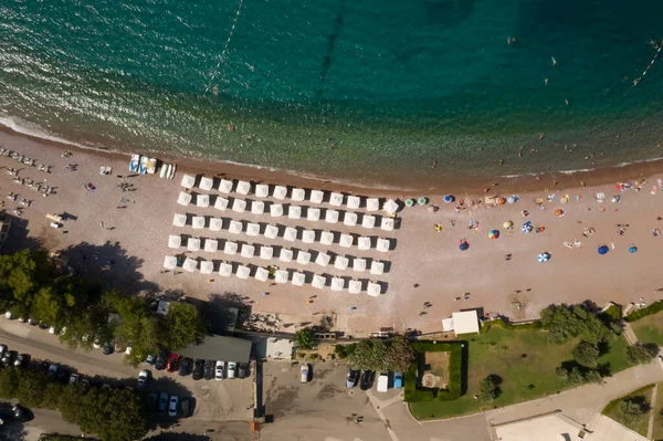 Aerial View Beach Sveti Stefan Inslet Montenegro — Photo