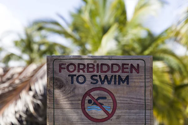 Forbidden Swim Sign Caribbean — Stock Photo, Image