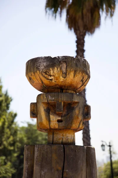 Blick Auf Die Statue Chemamull Auf Dem Cerro Santa Luca — Stockfoto