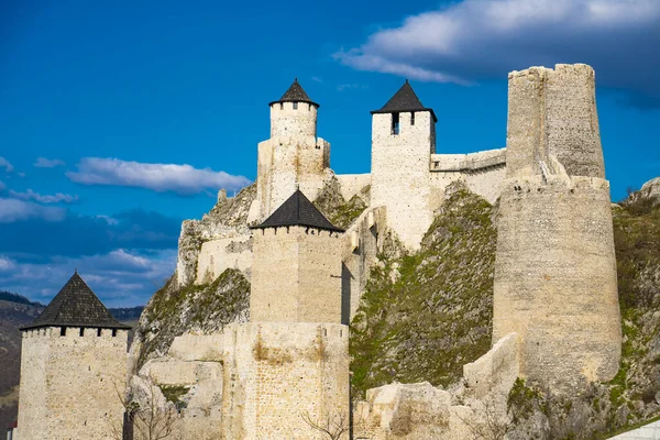 Sırbistan Daki Ortaçağ Golubac Kalesine Bak — Stok fotoğraf