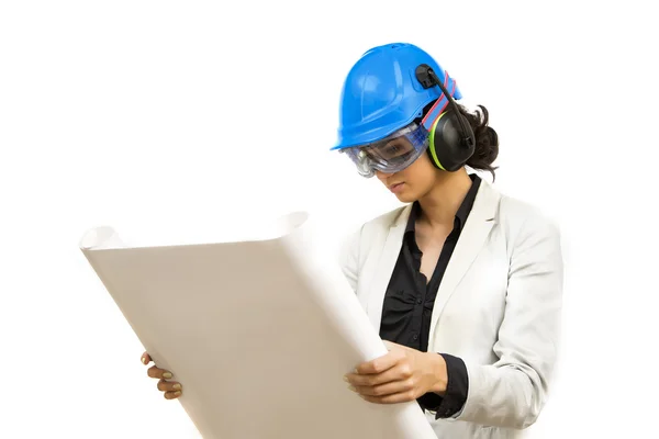 Young woman in protective workwear — Stock Photo, Image