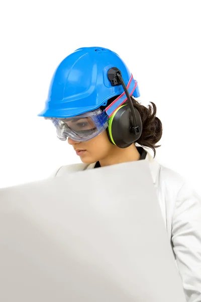 Young woman in protective workwear — Stock Photo, Image