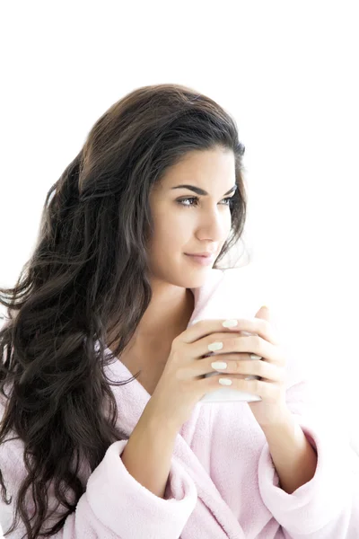 Mujer tomando un café por la mañana — Foto de Stock